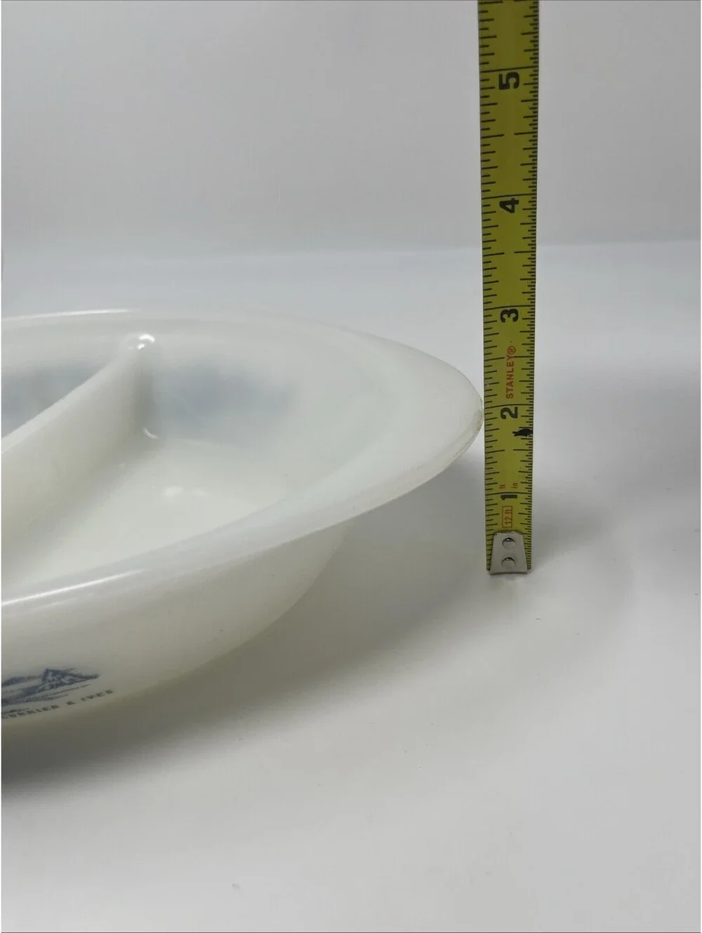 Vintage Glasbake Currier Ives Oval Glass J-2352 Divided Casserole Horse Sleigh